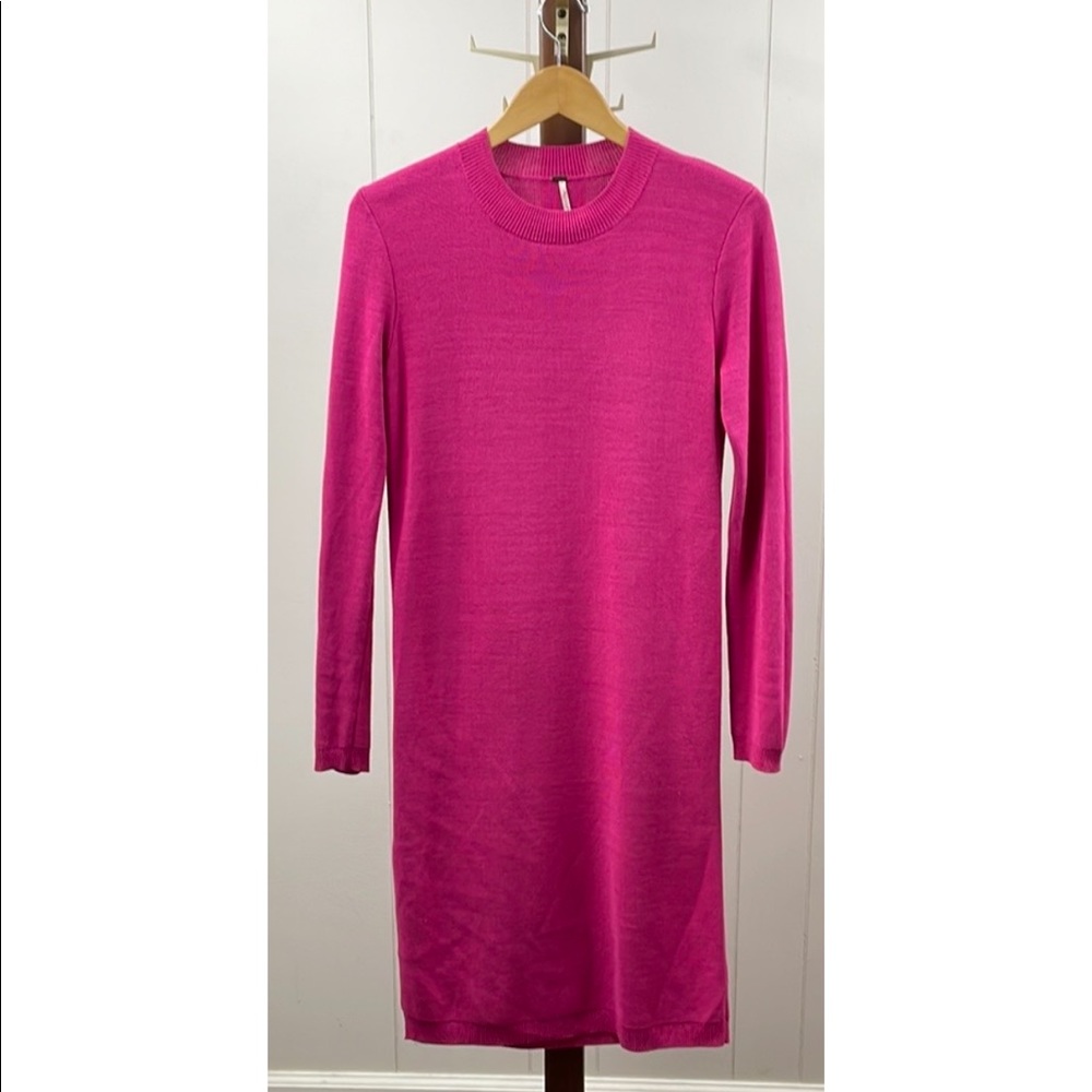 Free‎ People Hot Pink Long Sleeve Knit Dress